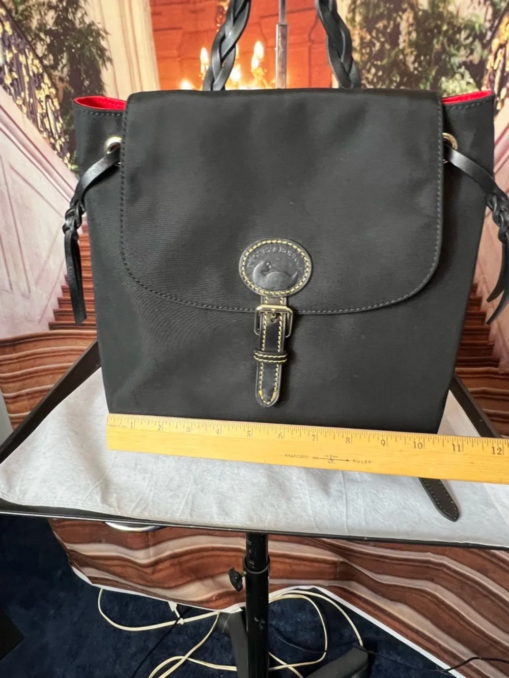 Dooney & Bourke Nylon Flap Backpack features a distinct braided top handle 🌹 - Picture 9 of 13